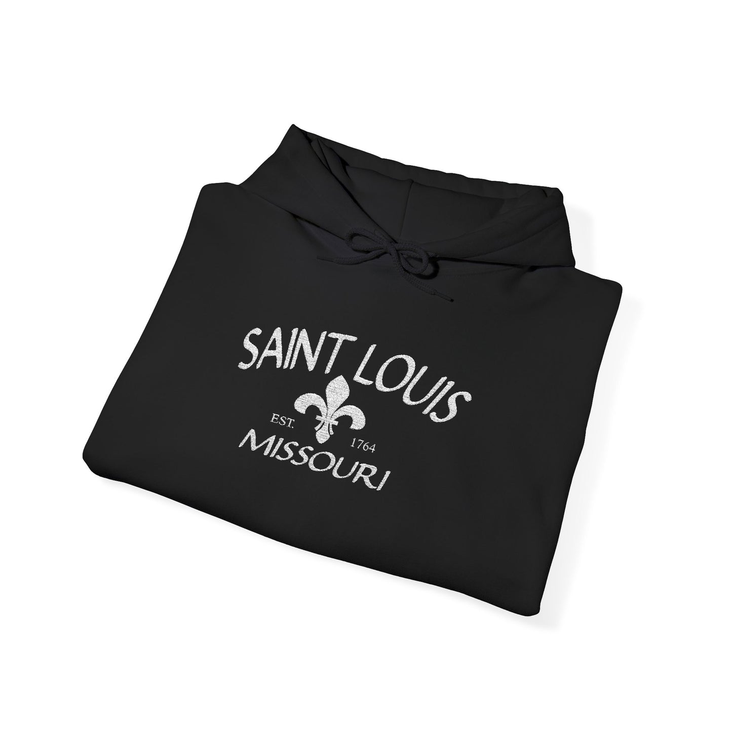 Saint Louis Missouri Embroidered Hoodie — White Lettering Printify