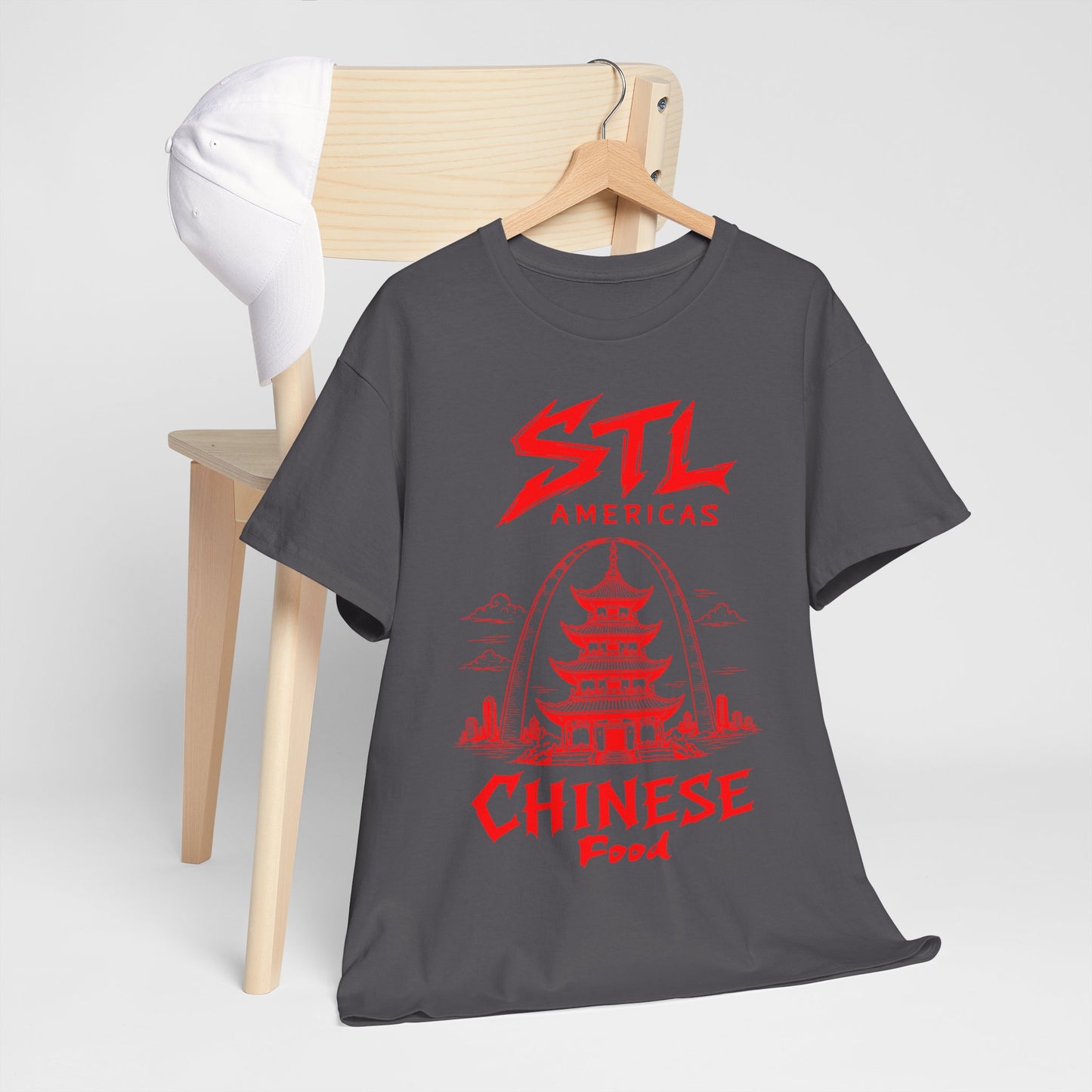 STL Americas Chinese Food T-Shirt — Retro Pagoda Graphic Tee