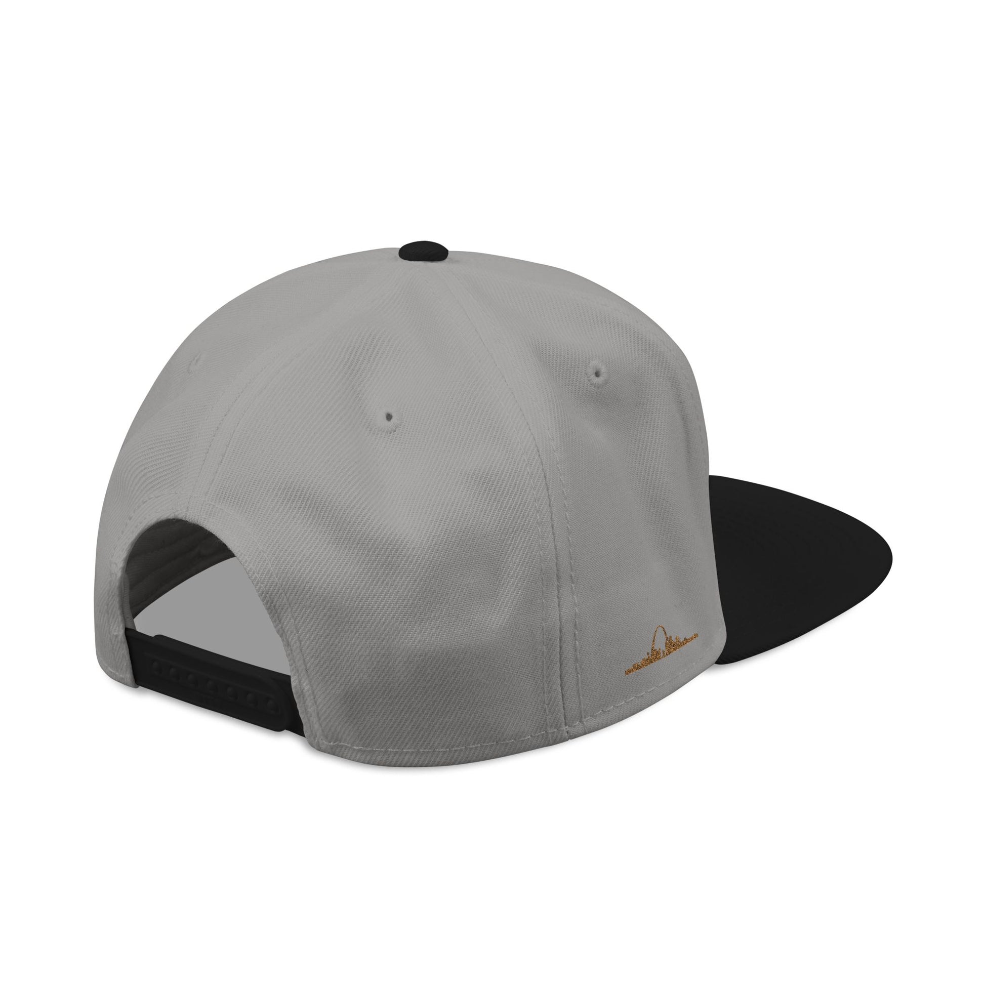 STL Embroidered Snapback Hat- Gold & White Lettering Printify