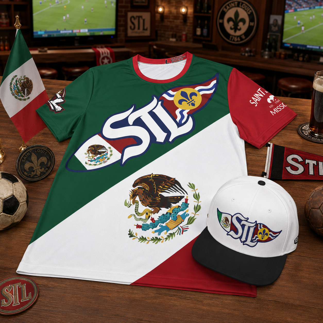 Mexico Flag STL Sports Jersey — St. Louis Mexican Pride Soccer Tee