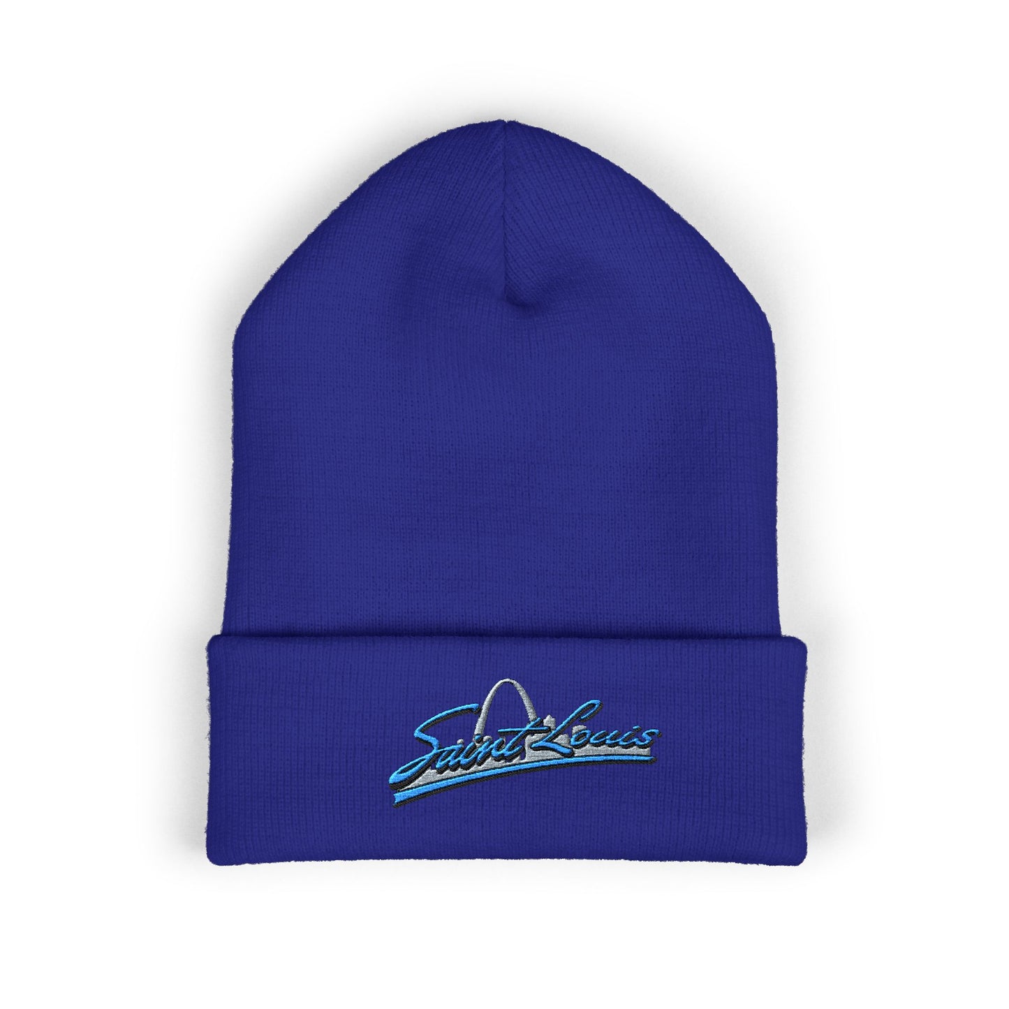 Embroidered Beanie- Saint Louis Blue lettering