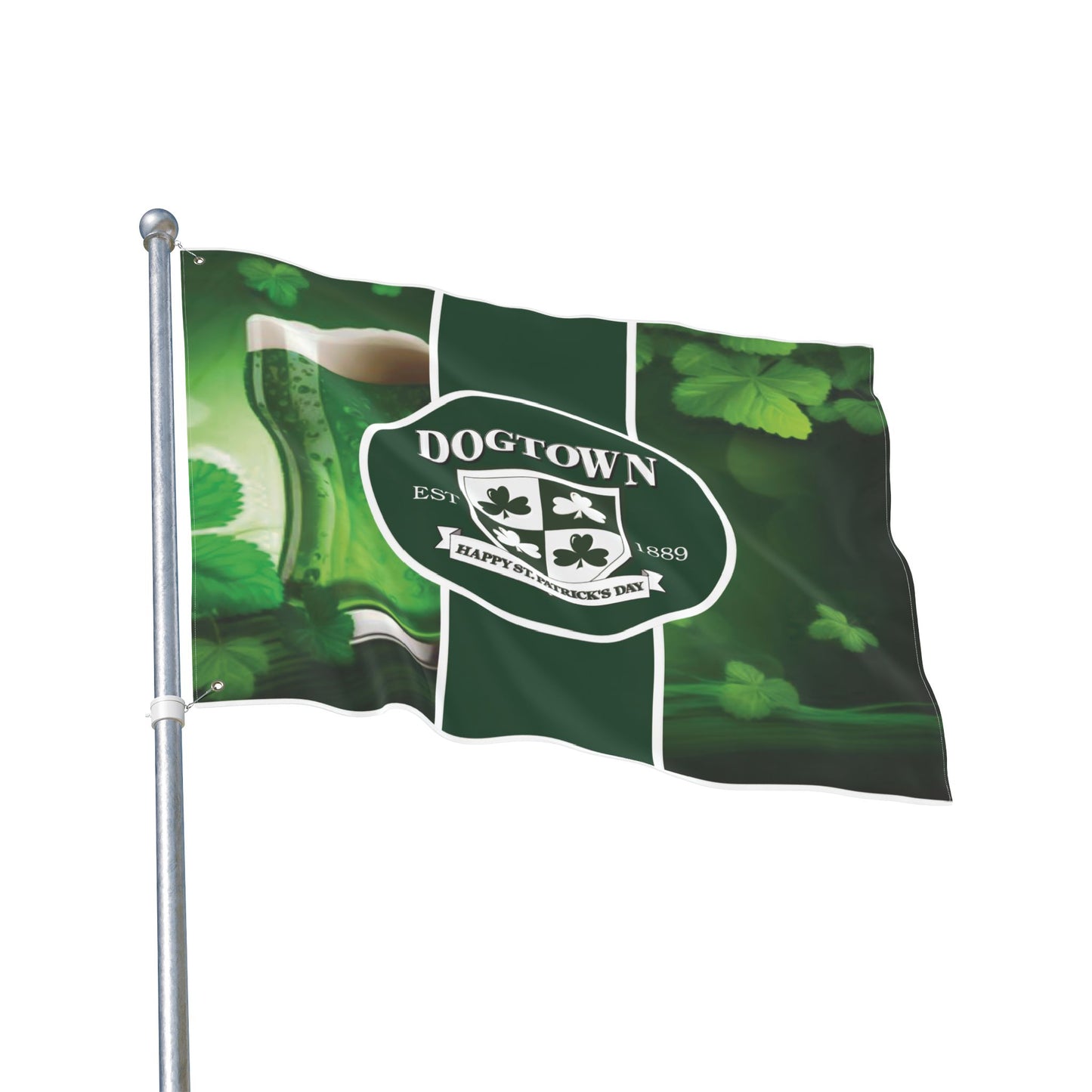 Double Sided Flag- Dogtown Neighborhood St Patrick's Day Printify