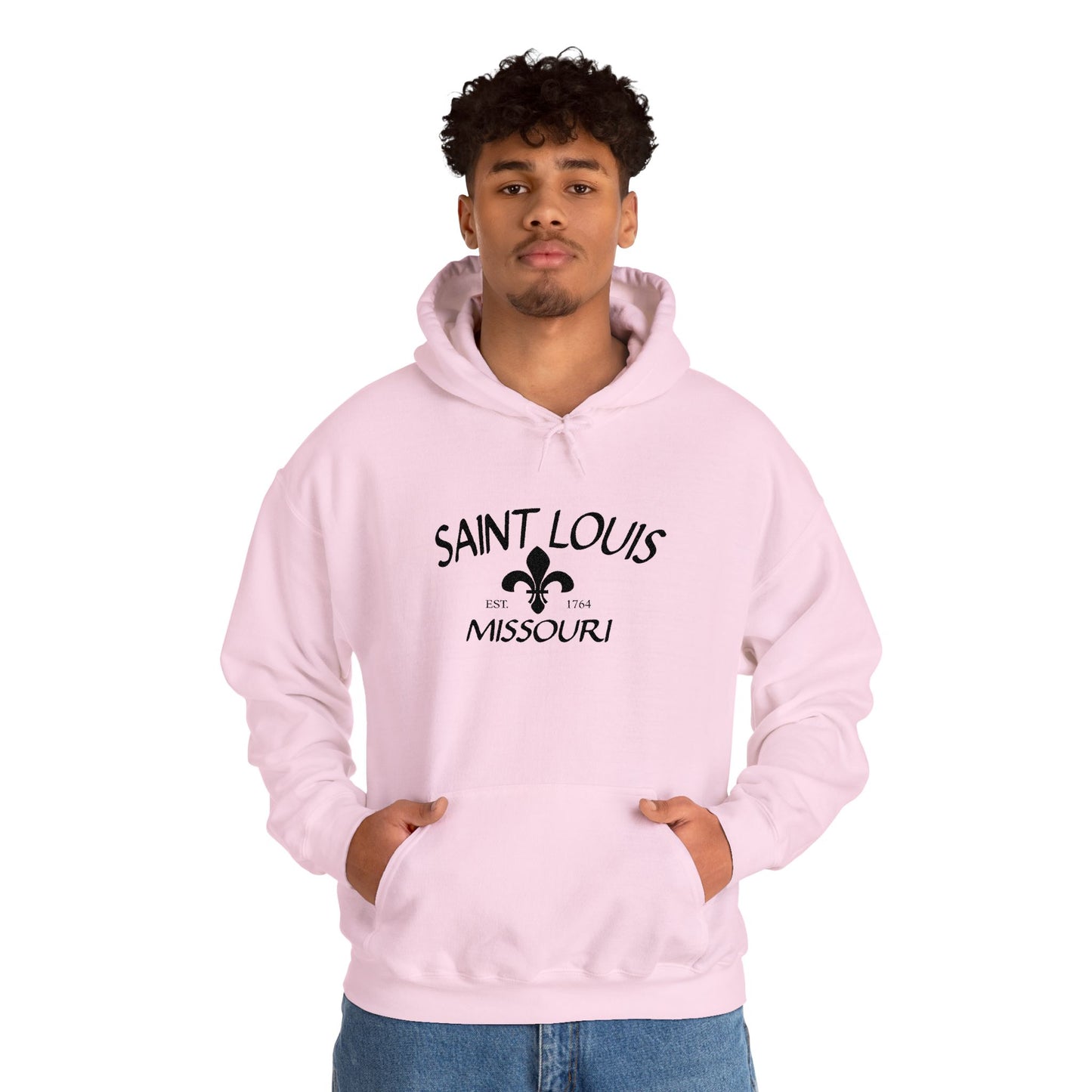 Saint Louis Missouri Embroidered Hoodie (Black Lettering)