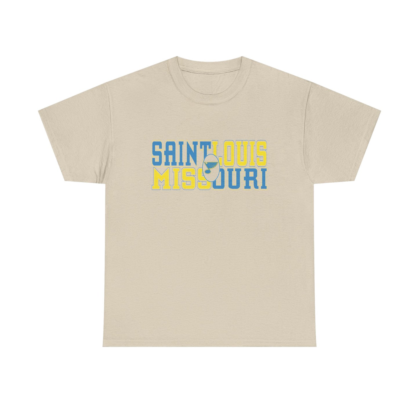 Saint Louis Missouri Tee in Blue & Gold Font