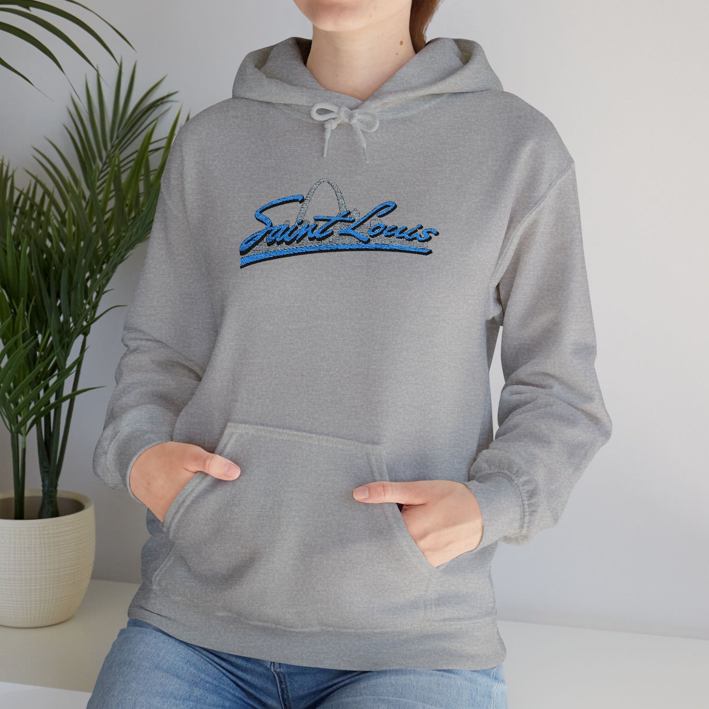 Embroidered Hoodie- Saint Louis Printify