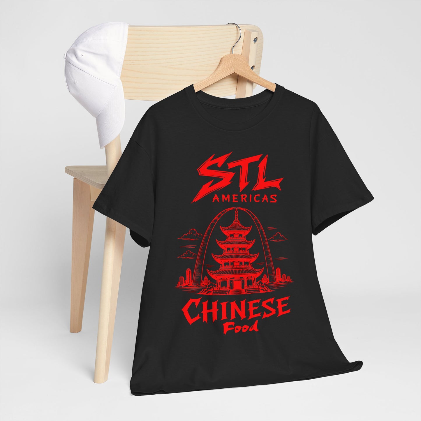 STL Americas Chinese Food T-Shirt — Retro Pagoda Graphic Tee