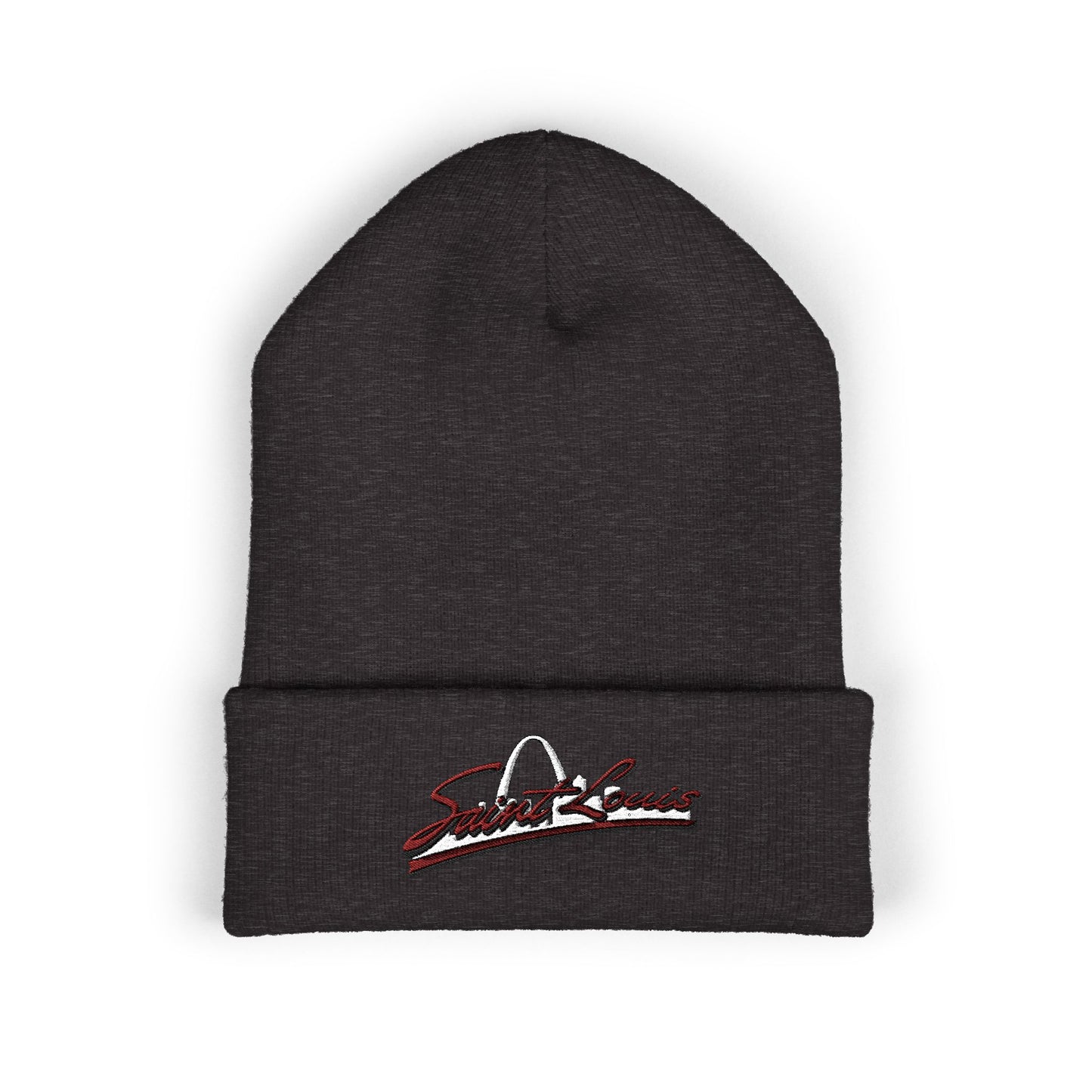 Embroidered Beanie - Saint Louis Red Lettering