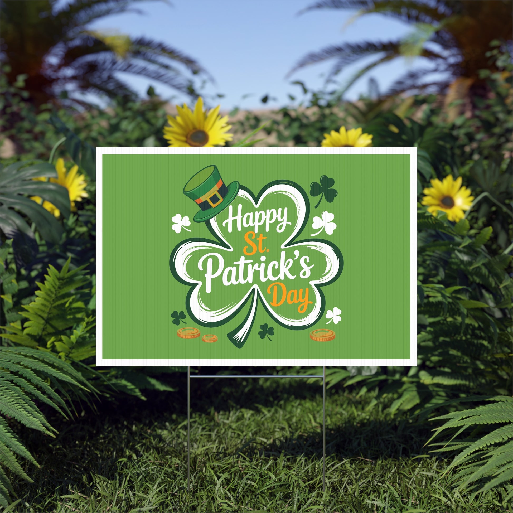 St. Patrick's Day Lawn Sign — Happy St. Patrick's Day Shamrock Yard Decor Printify