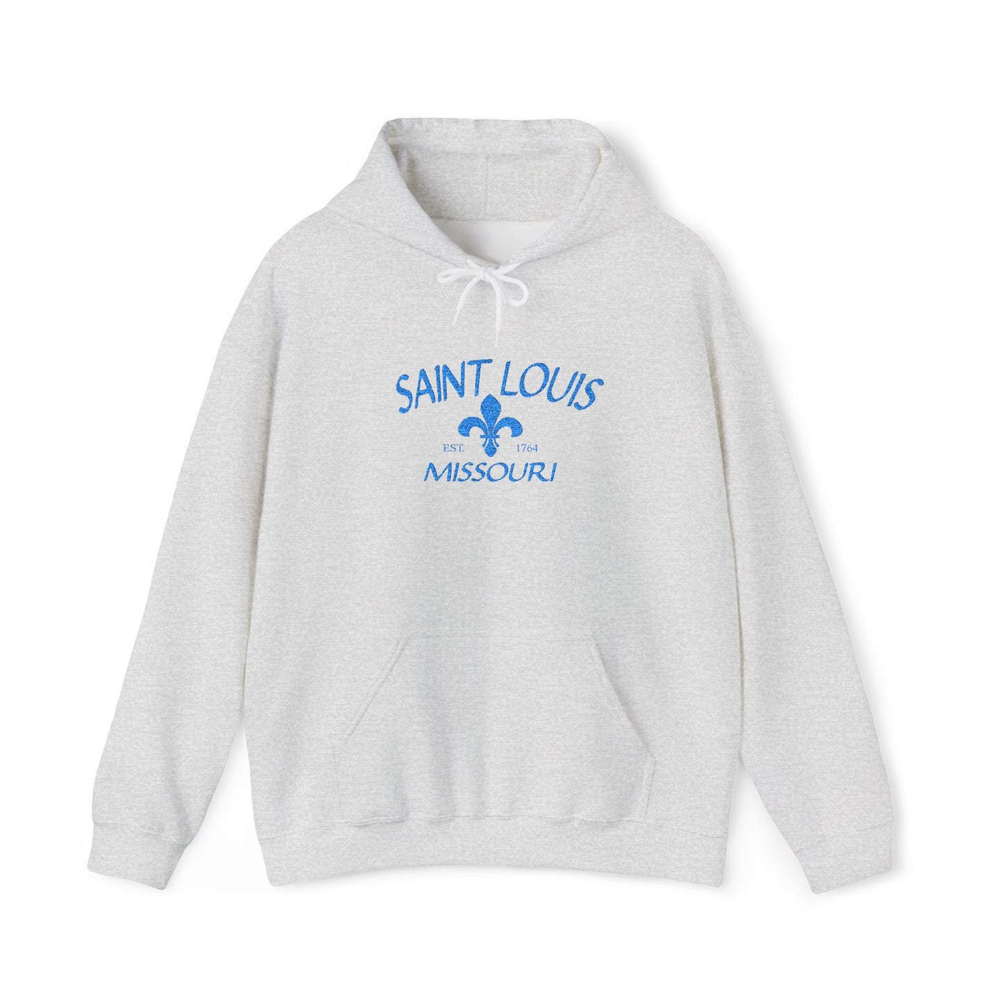 Saint Louis Embroidered Hoodie — Blue Lettering