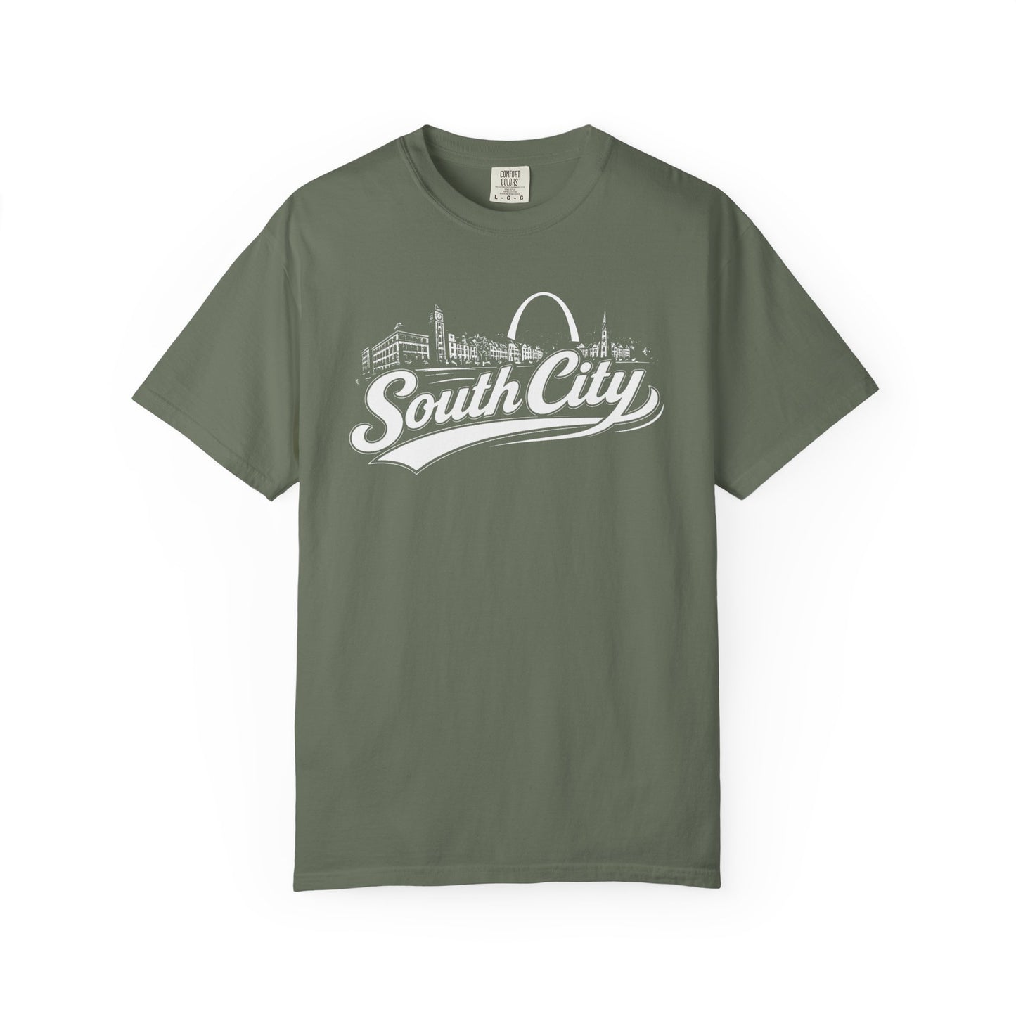 South City St. Louis Shirt Comfort Colors Tee | STL Arch Skyline Graphic | Vintage South City T‑Shirt | Saint Louis Neighborhood Apparel