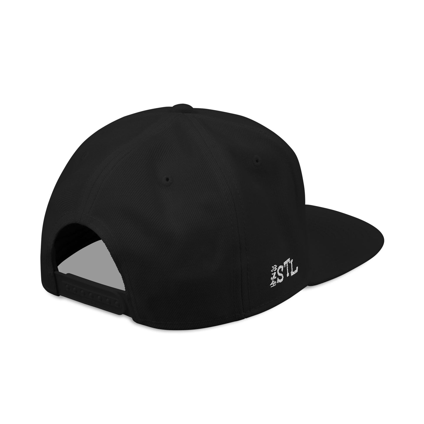 STL Embroidered Snapback Hat- Black & White Lettering Printify