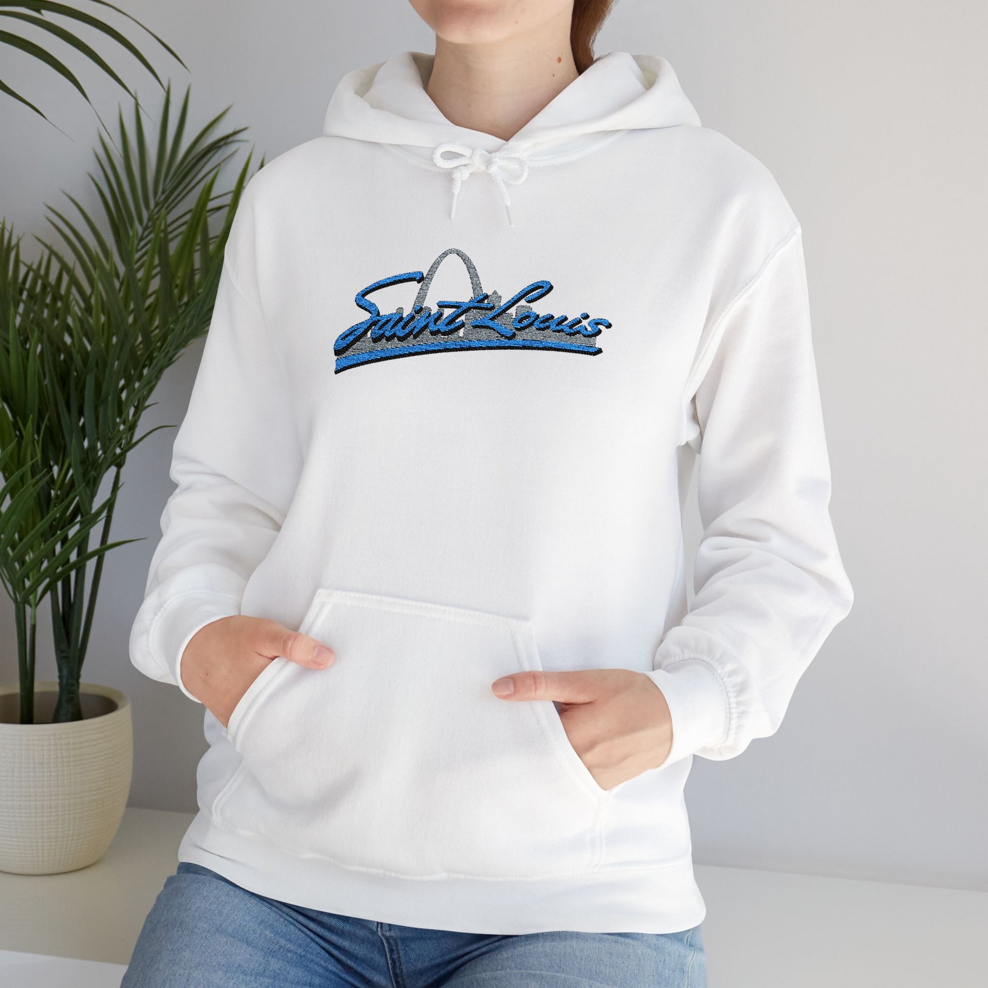 Embroidered Hoodie- Saint Louis Printify