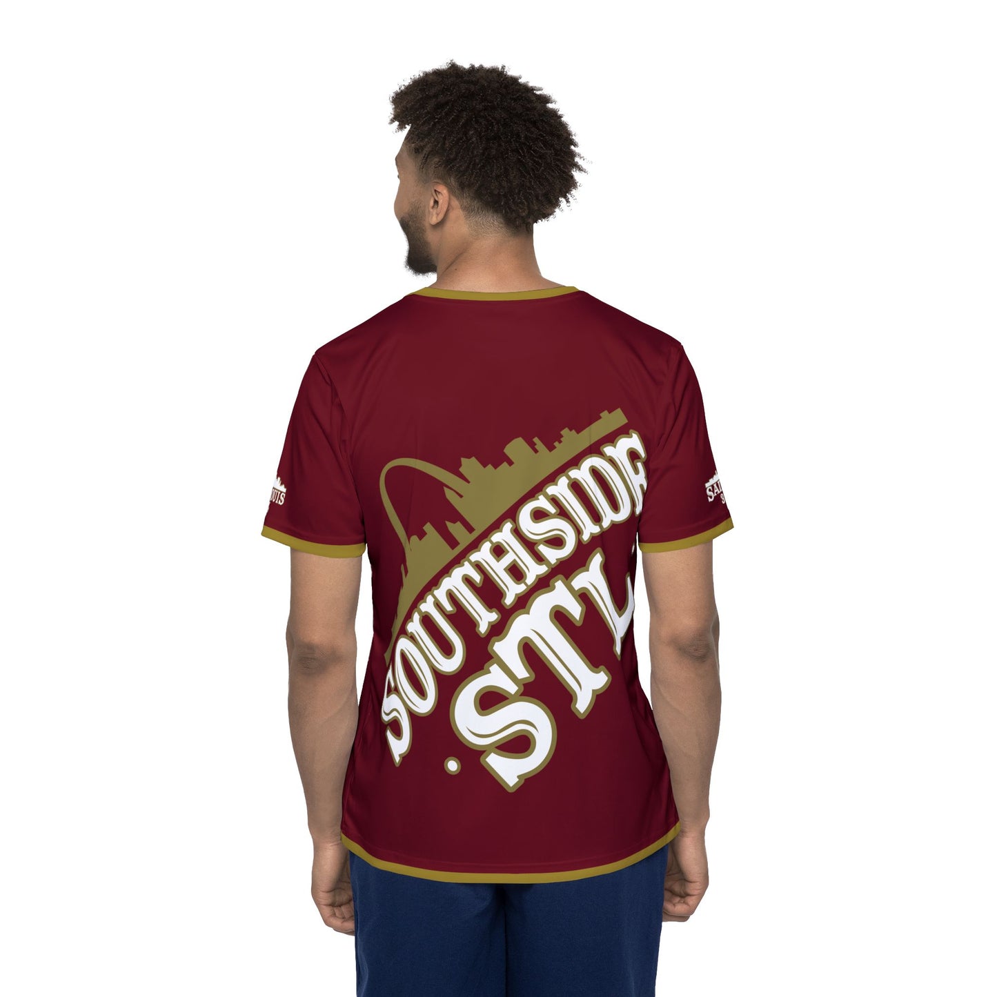 Southside STL All Over Print Sport Jersey (Burgundy)– Gold Skyline Edition