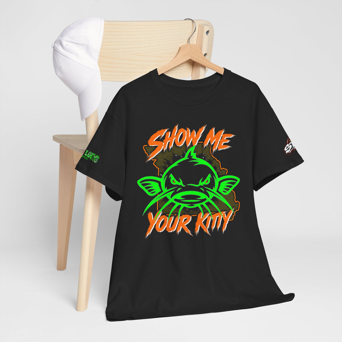 Show Me Your Kitty Graphic Tee — Neon Catfish Illustration Shirt⚠️ Contains AI-generated models