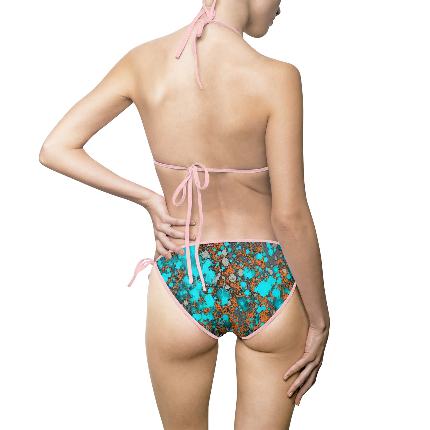 Bikini Swimsuit - Turquoise & Orange Splash Design Printify