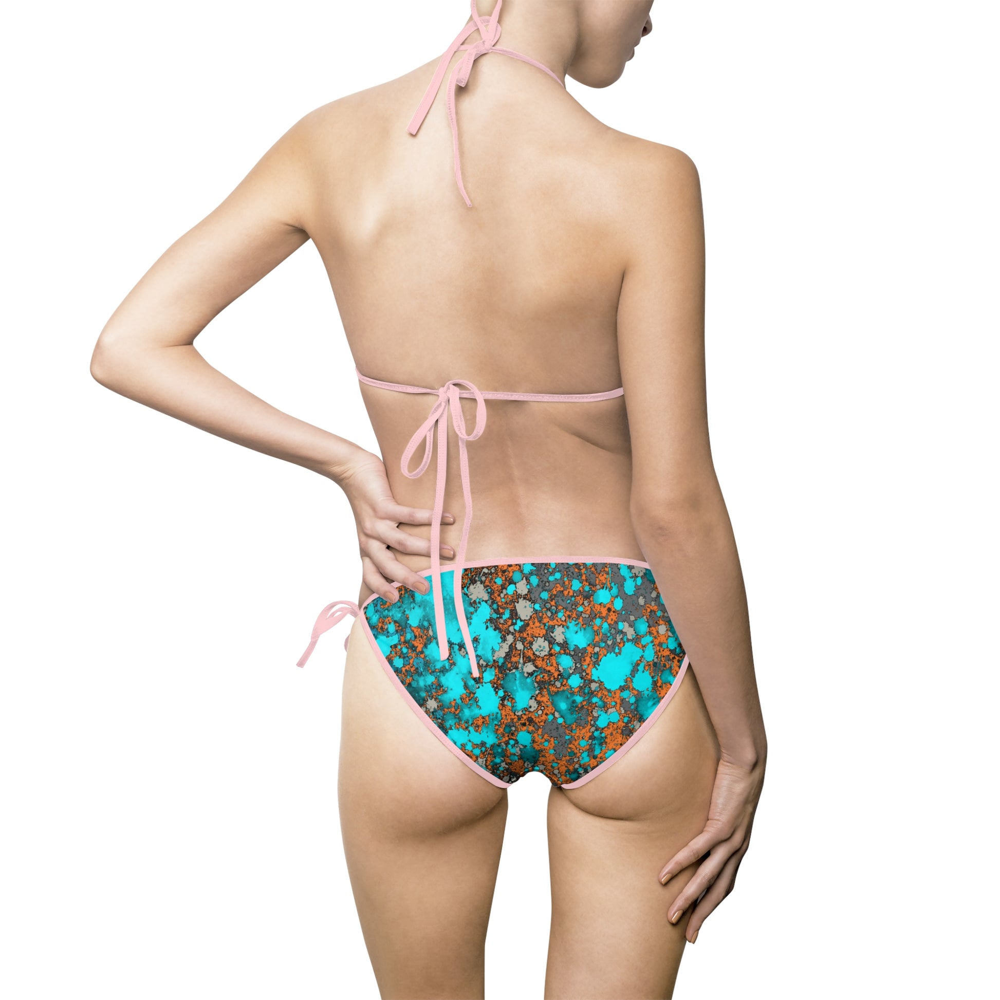 Bikini Swimsuit - Turquoise & Orange Splash Design Printify