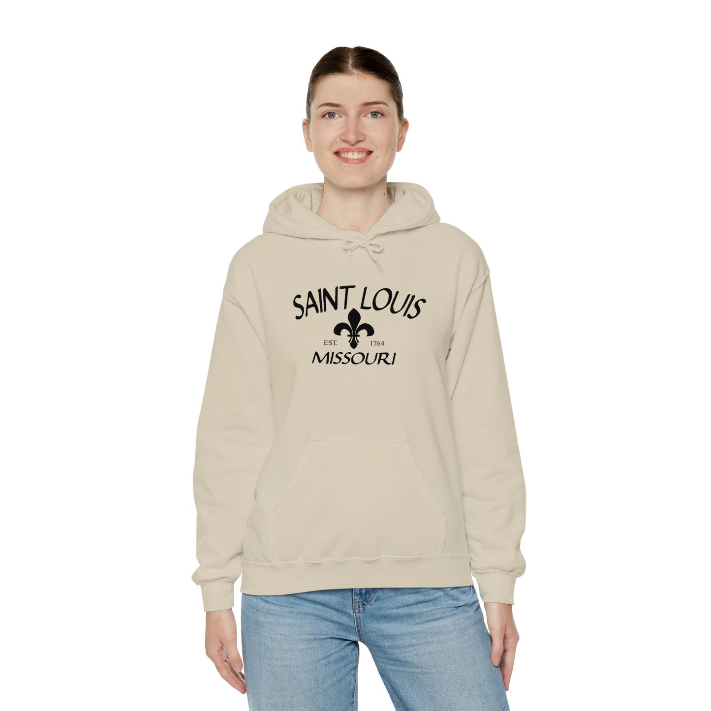 Saint Louis Missouri Embroidered Hoodie (Black Lettering)