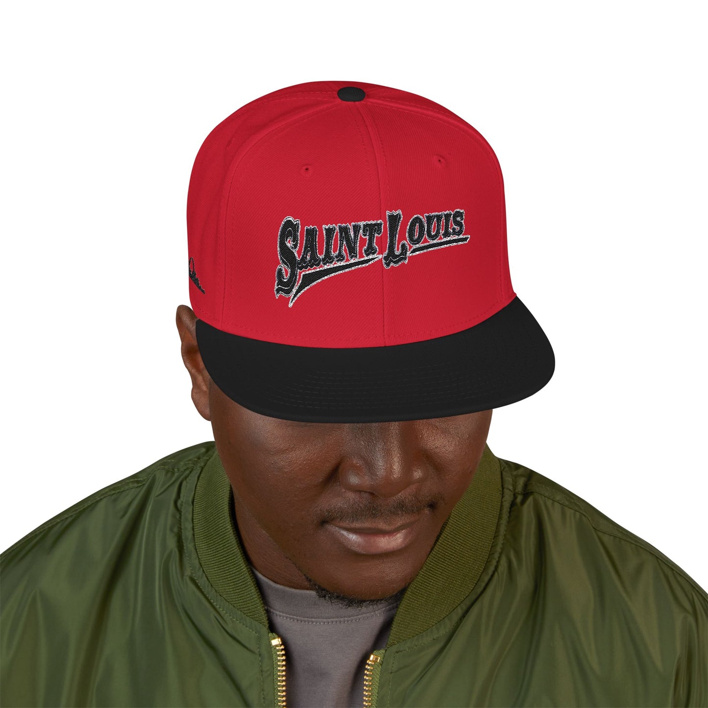 Saint Louis Flat Bill Snapback Cap with Skyline sides Printify