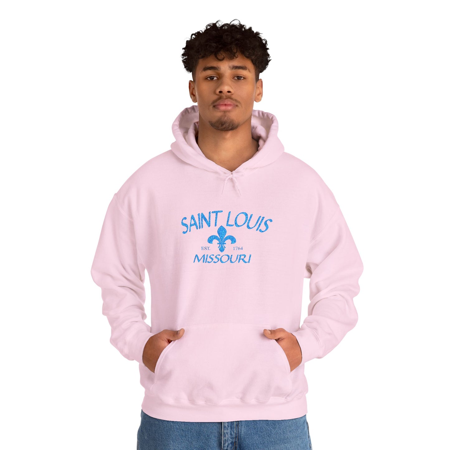 Saint Louis Embroidered Hoodie — Blue Lettering