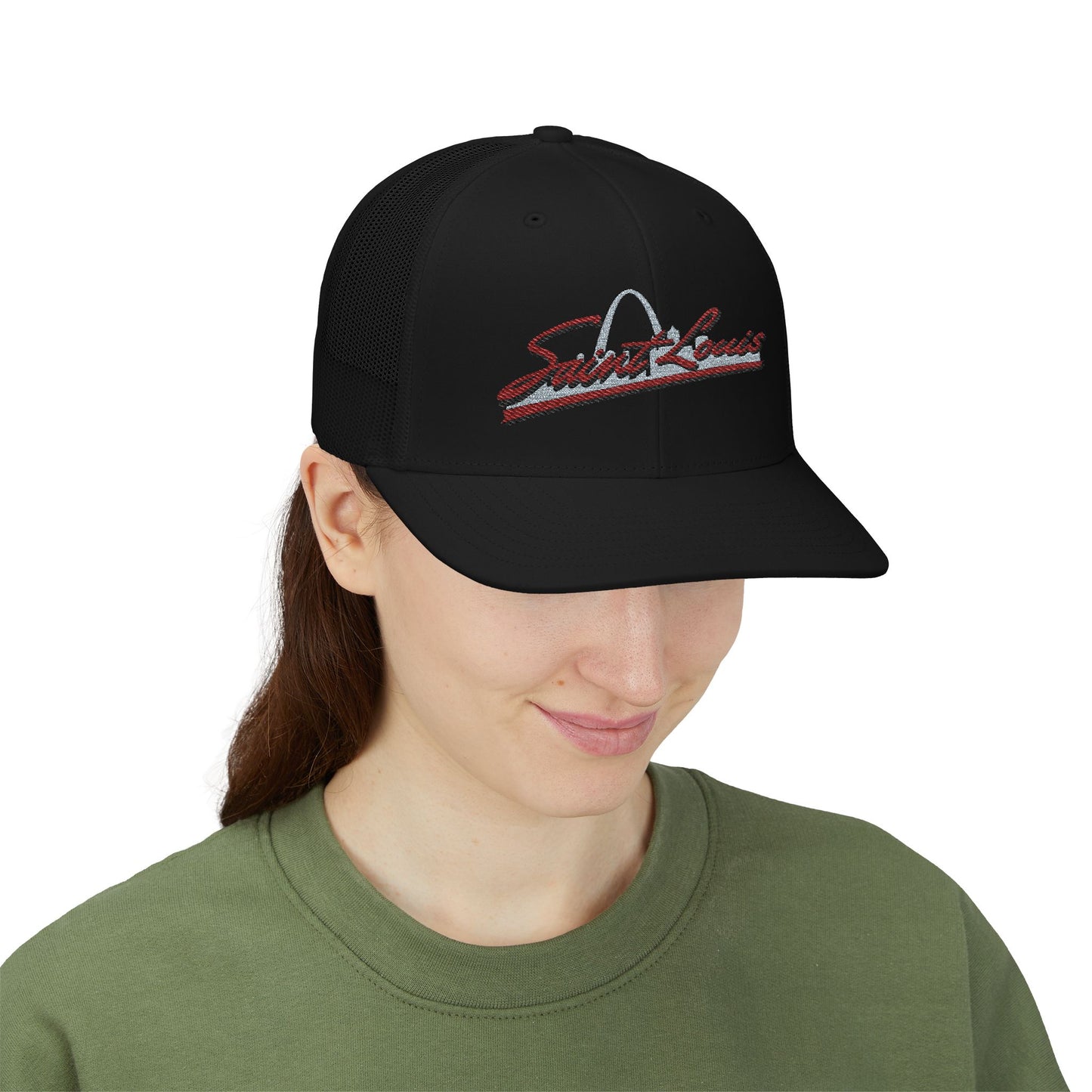Embroidered Snapback Trucker Cap - Saint Louis Logo Printify