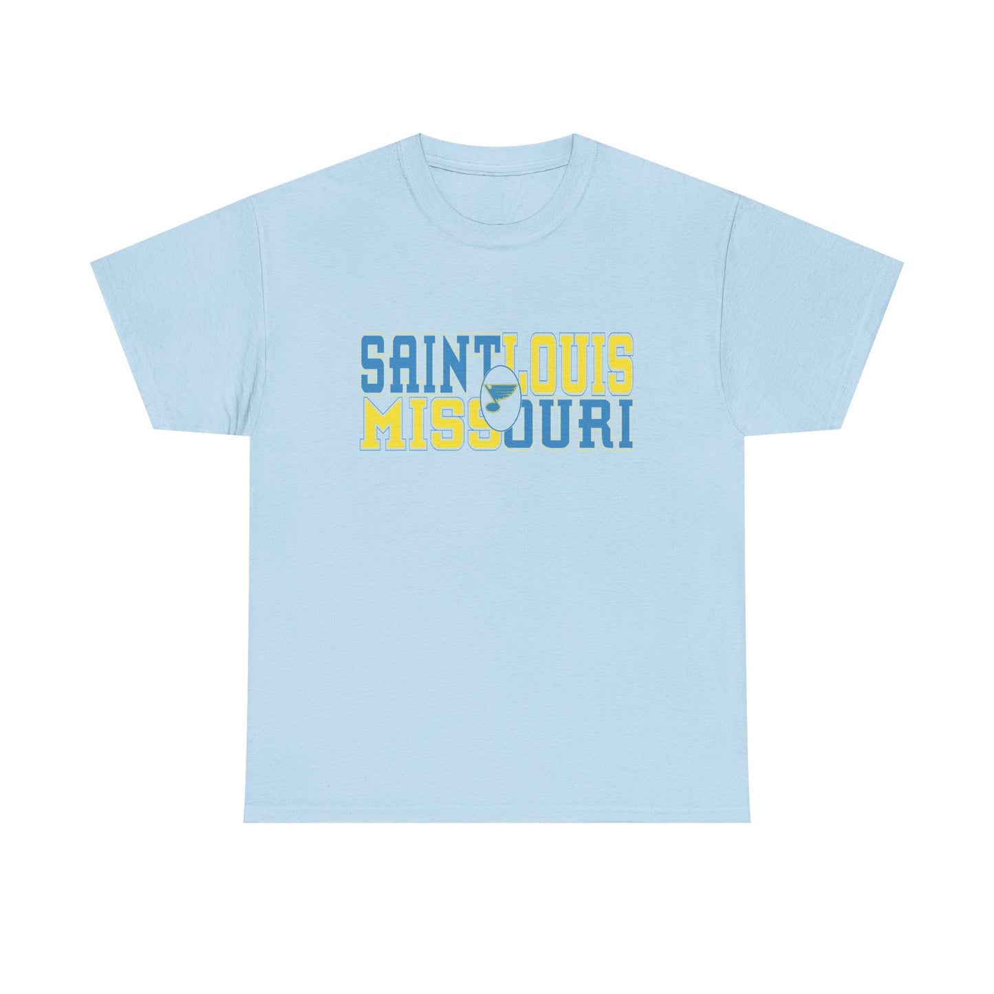 Saint Louis Missouri Tee in Blue & Gold Font