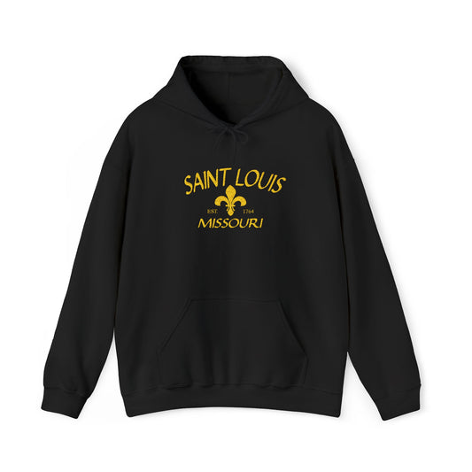 Embroidered Hoodie-Saint Louis Missouri (Yellow Lettering) Printify