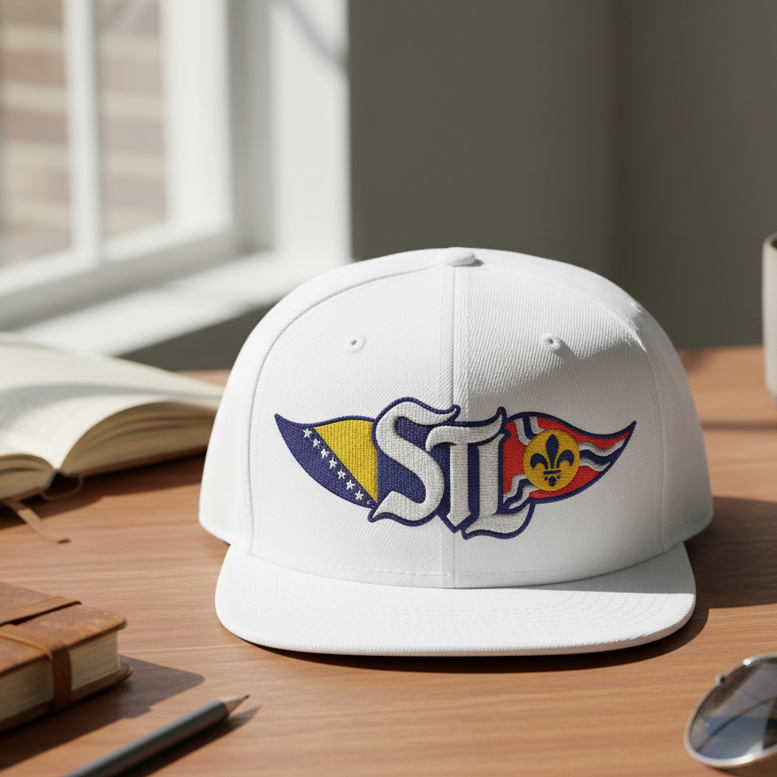 Embroidered Snapback Hat — Saint Louis-Bosnia flag Logo