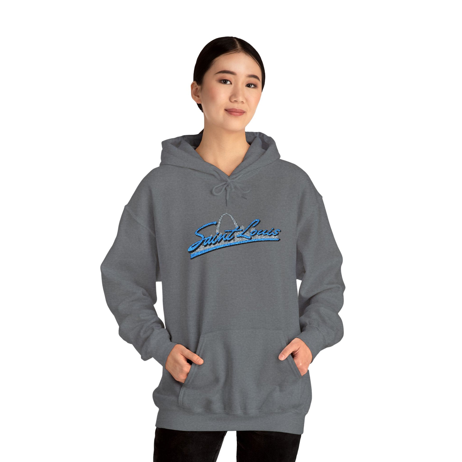 Embroidered Hoodie- Saint Louis Printify