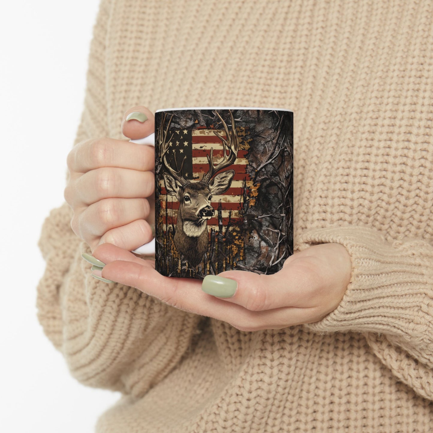 Ceramic Mug, (11oz, 15oz) American Hunter Design