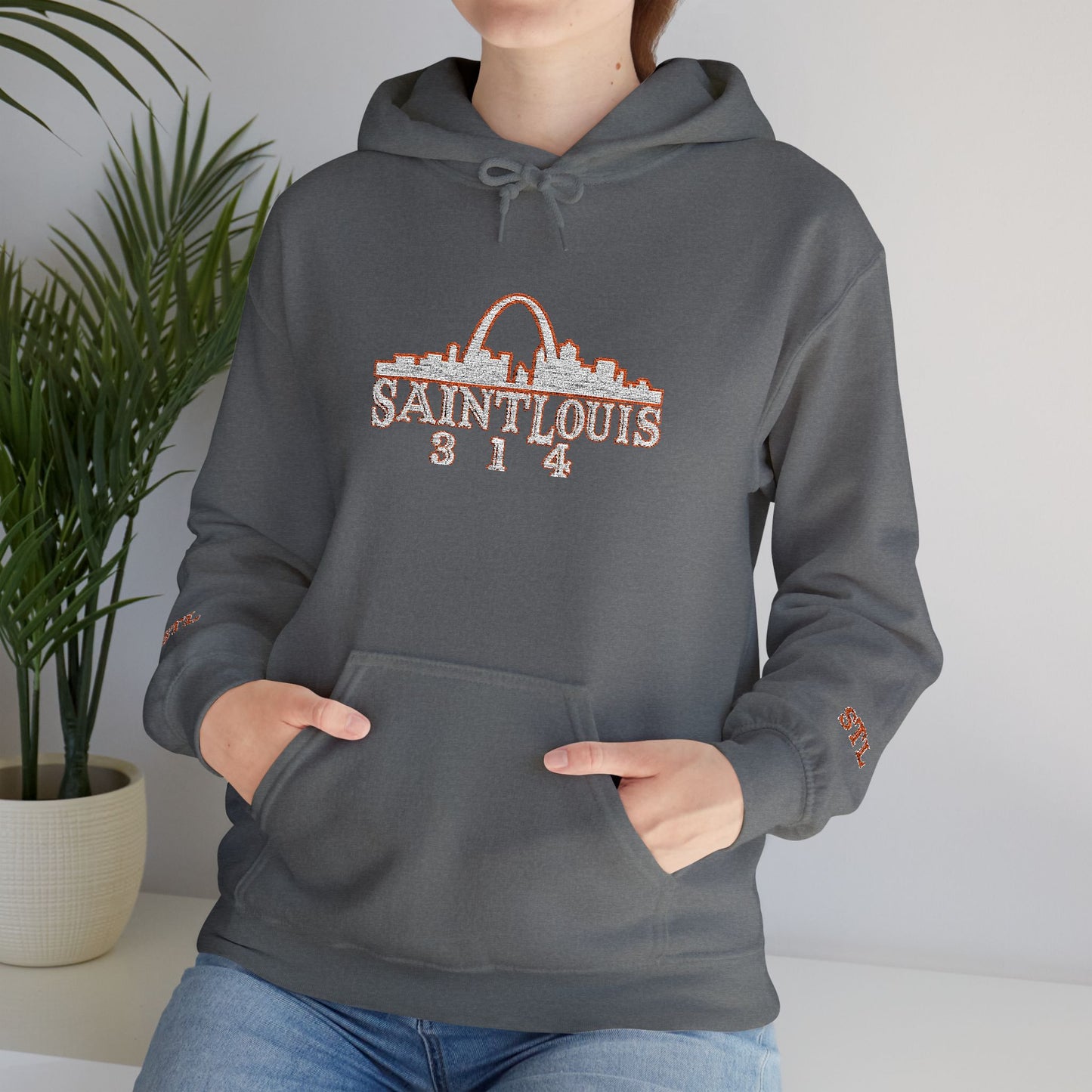 St. Louis Skyline Embroidered Hoodie Printify