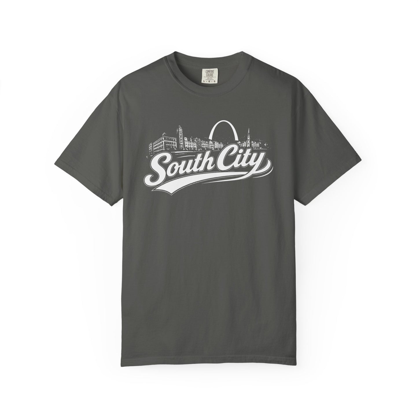 South City St. Louis Shirt Comfort Colors Tee | STL Arch Skyline Graphic | Vintage South City T‑Shirt | Saint Louis Neighborhood Apparel