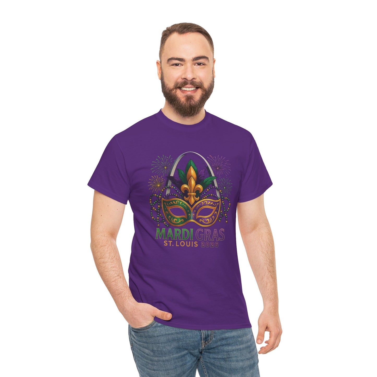 Mardi Gras Graphic T-Shirt — Festive Mask & Beads Tee