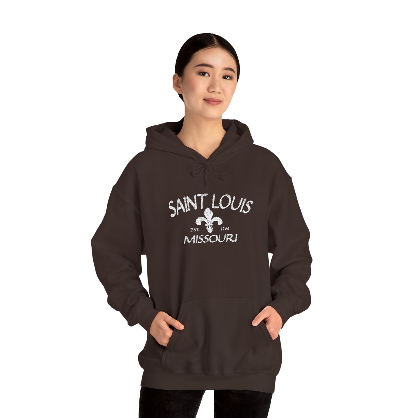 Saint Louis Missouri Embroidered Hoodie — White Lettering Printify