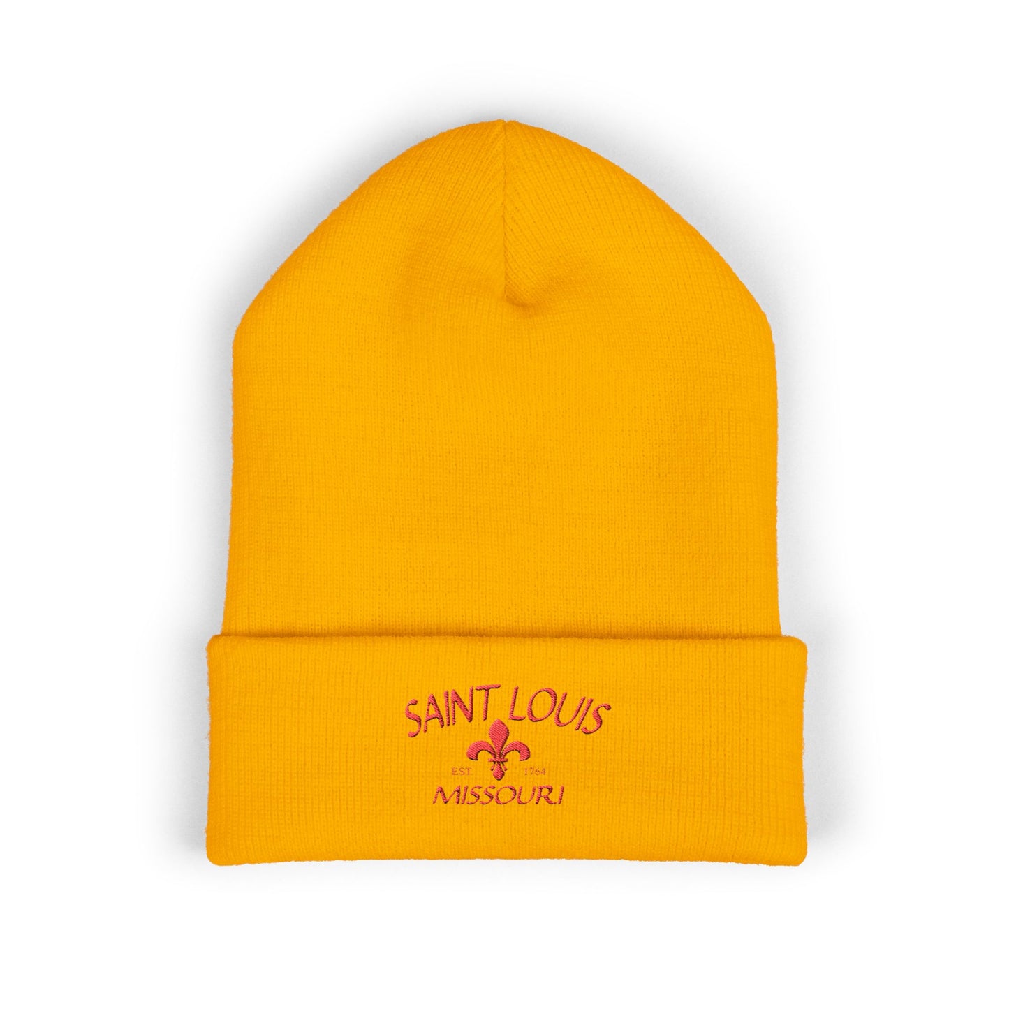 Saint Louis Embroidered Beanie — Red Letters