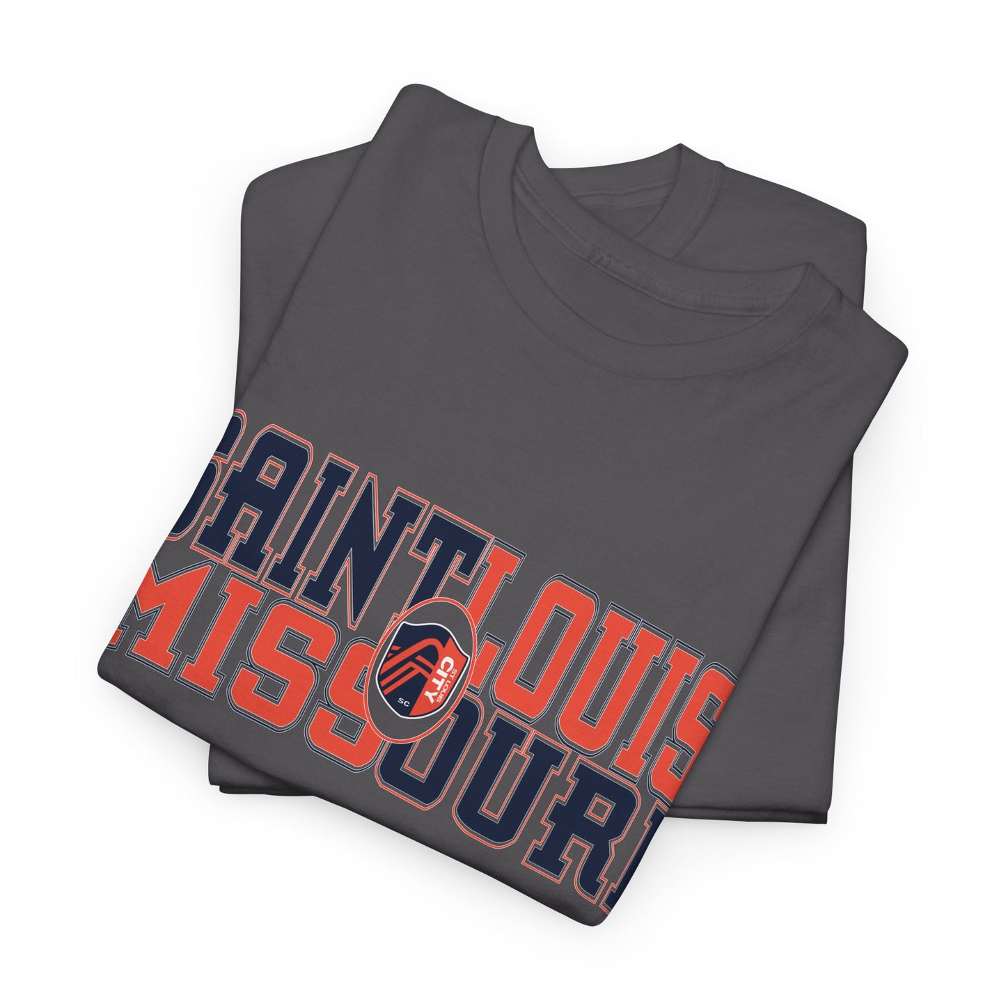 Saint Louis Missouri Tee in Blue and Red Font