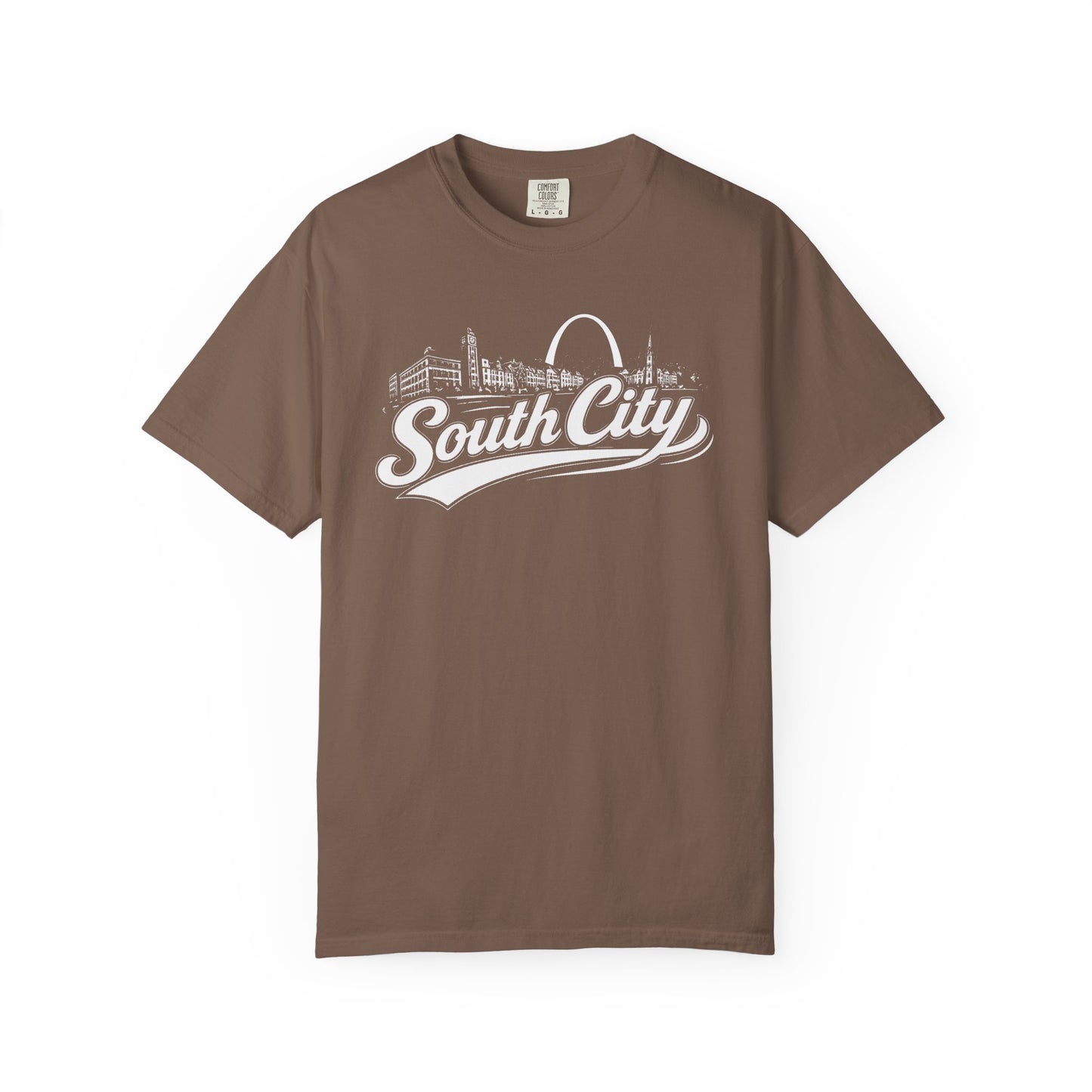 South City St. Louis Shirt Comfort Colors Tee | STL Arch Skyline Graphic | Vintage South City T‑Shirt | Saint Louis Neighborhood Apparel