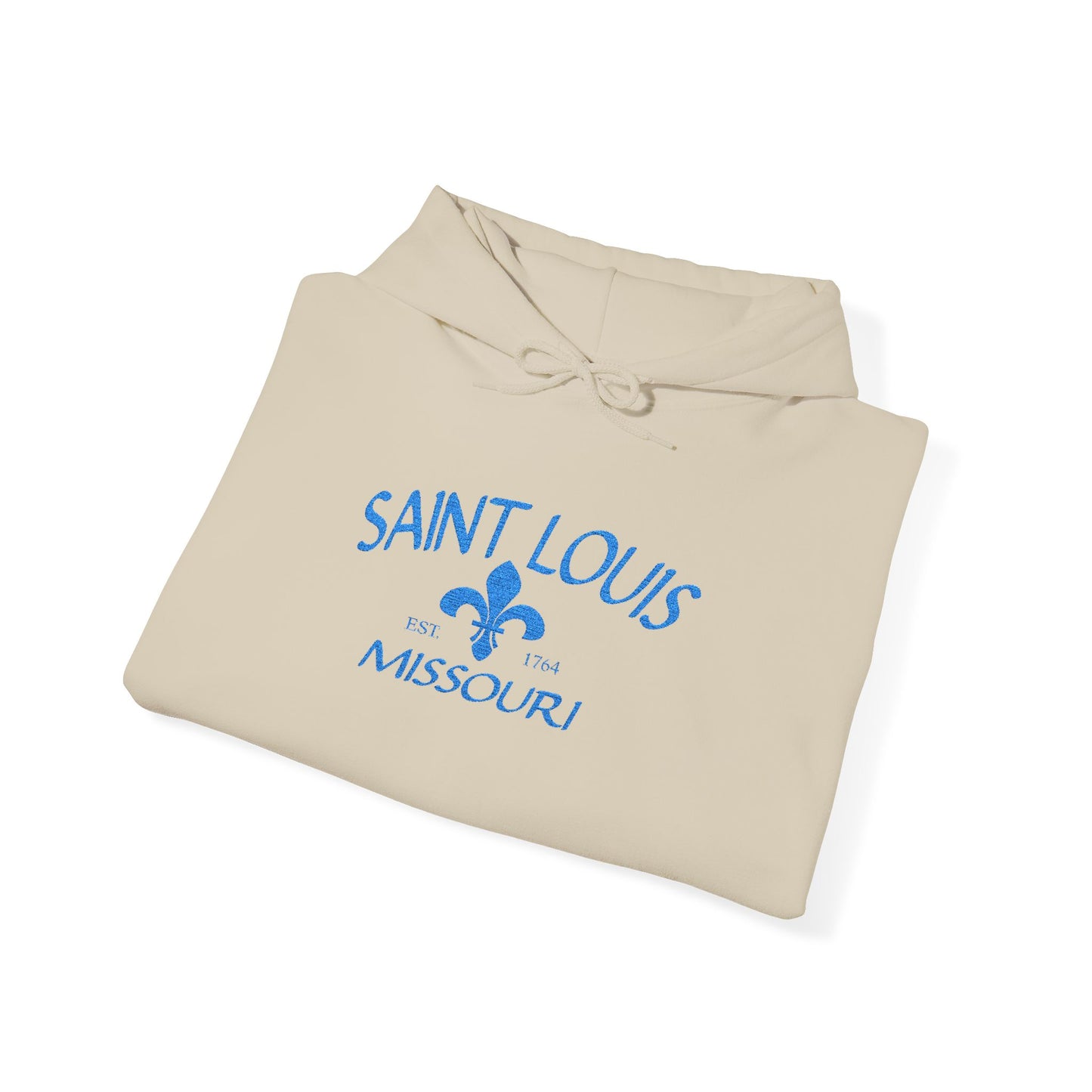 Saint Louis Embroidered Hoodie — Blue Lettering