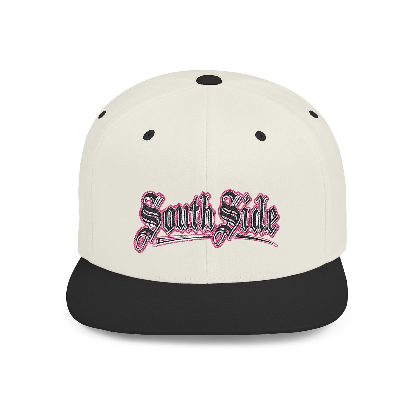 South Side Flat Bill Snapback Pink outline Printify
