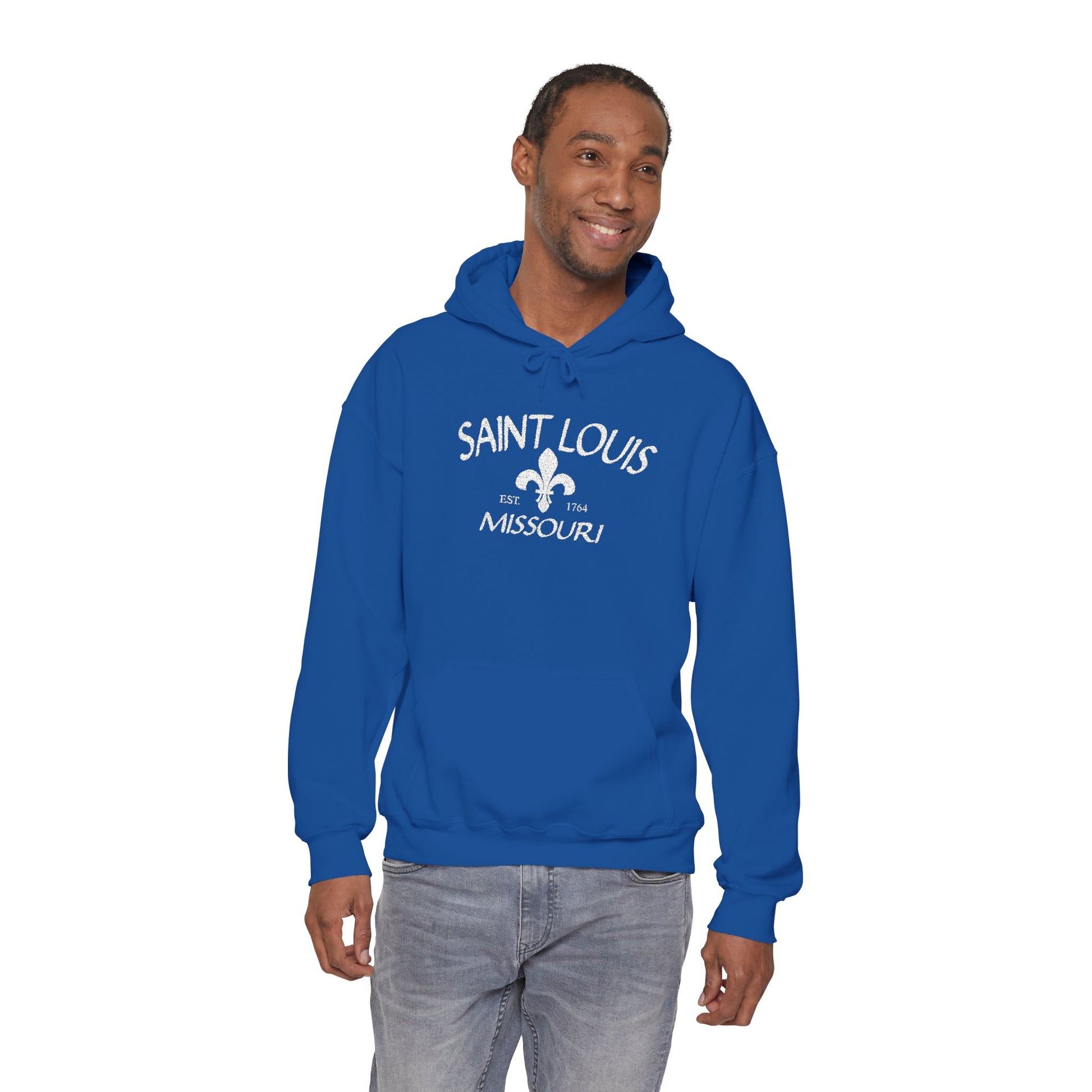 Saint Louis Missouri Embroidered Hoodie — White Lettering Printify