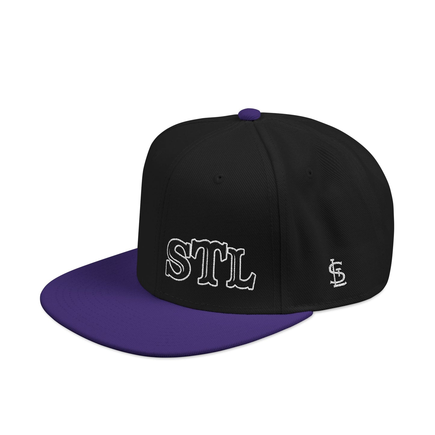 STL Embroidered Snapback Hat- Black & White Lettering Printify