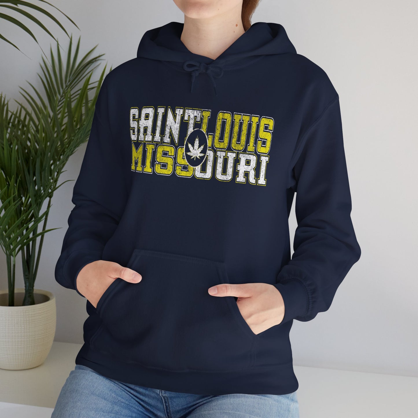Saint Louis Missouri Hoodie – Retro Collegiate Design with Leaf Emblem
