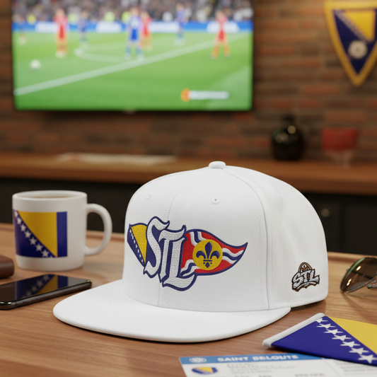 Embroidered Snapback Hat — Saint Louis-Bosnia flag Logo