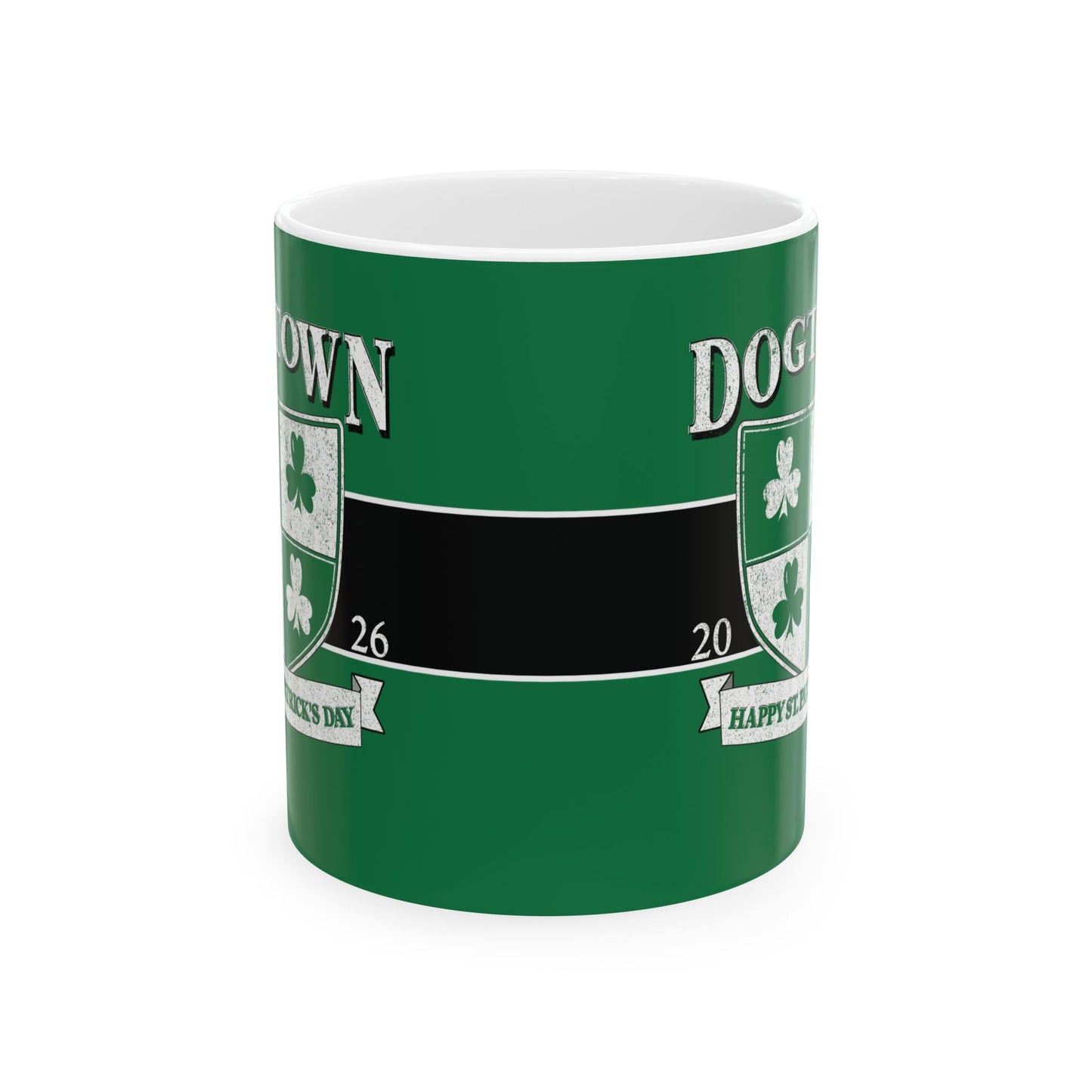St. Patrick's Day Green Ceramic Mug – 'Dogtown' Crest 11oz/15oz Printify