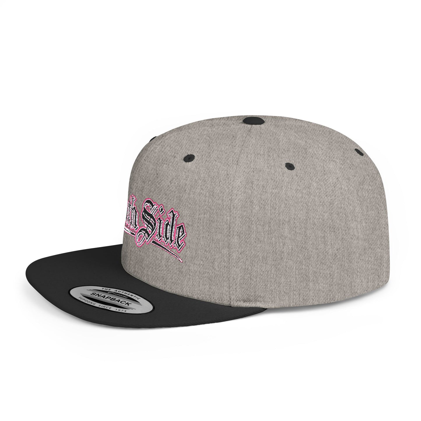 South Side Flat Bill Snapback Pink outline Printify