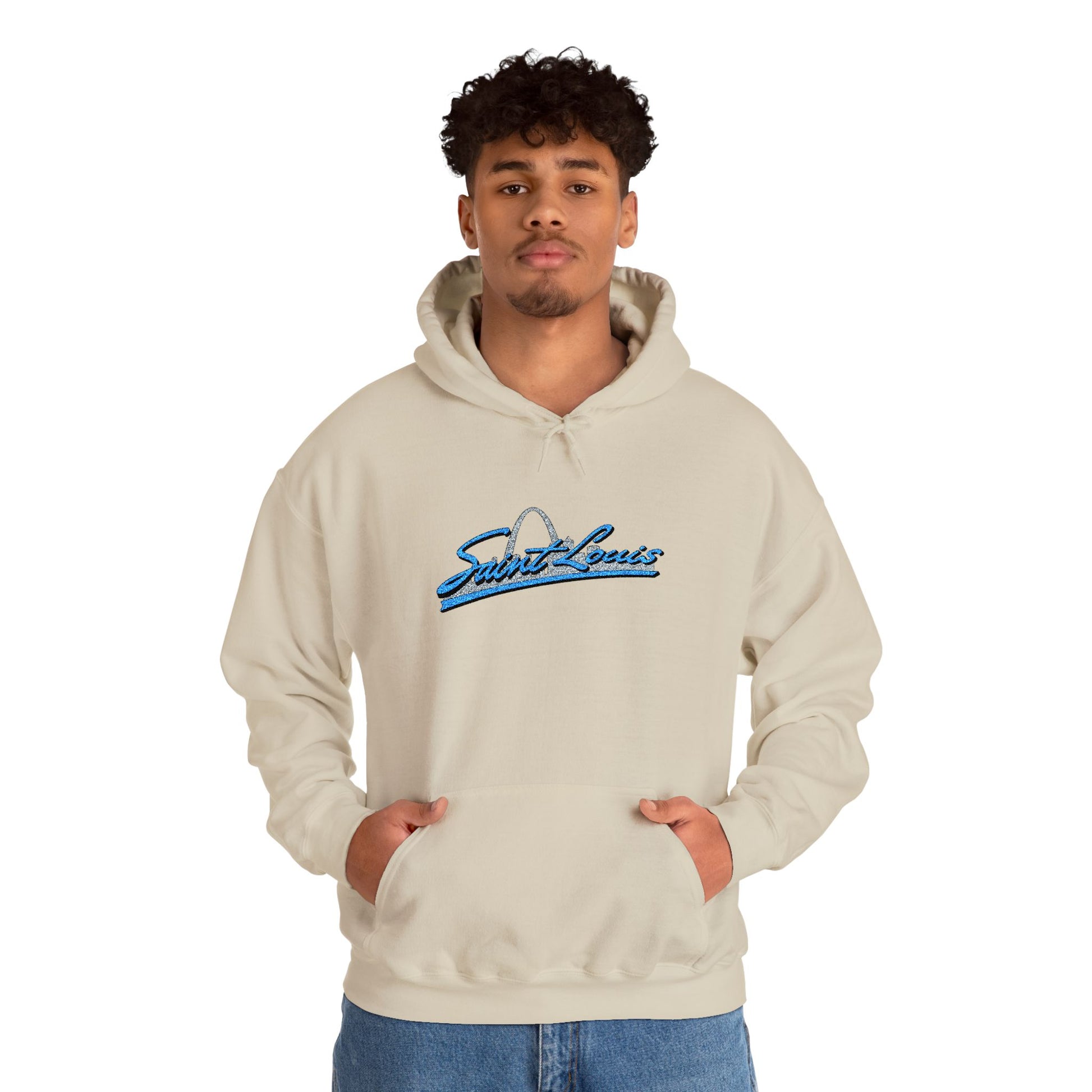 Embroidered Hoodie- Saint Louis Printify