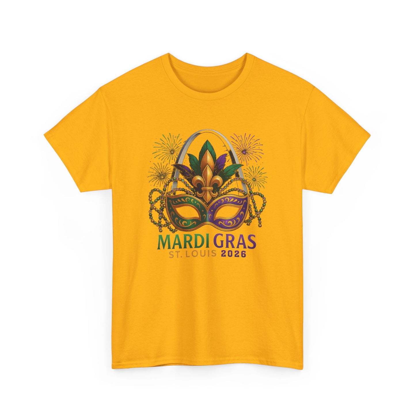 Mardi Gras Graphic T-Shirt — Festive Mask & Beads Tee