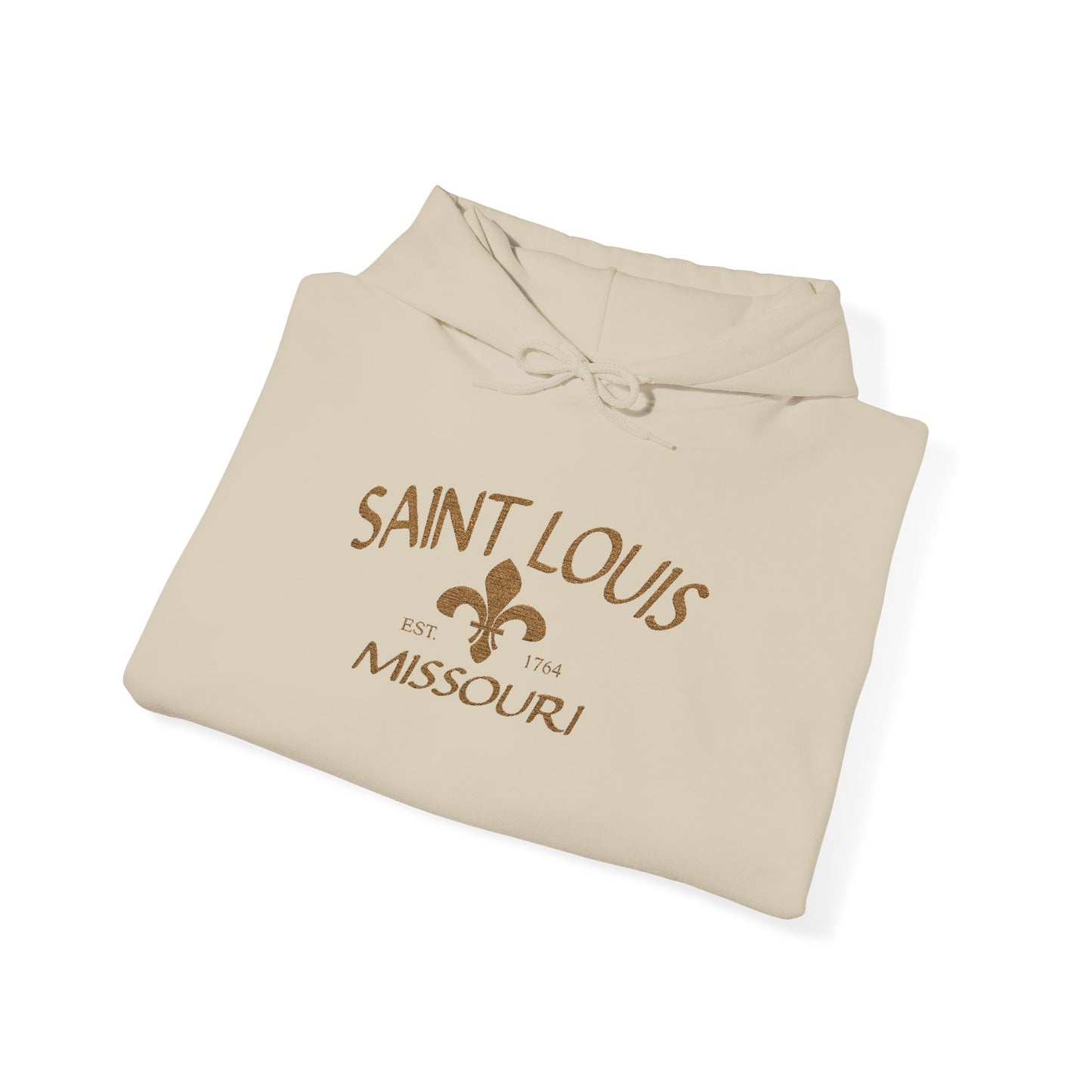 Saint Louis Missouri Embroidered Hoodie — Brown Lettering