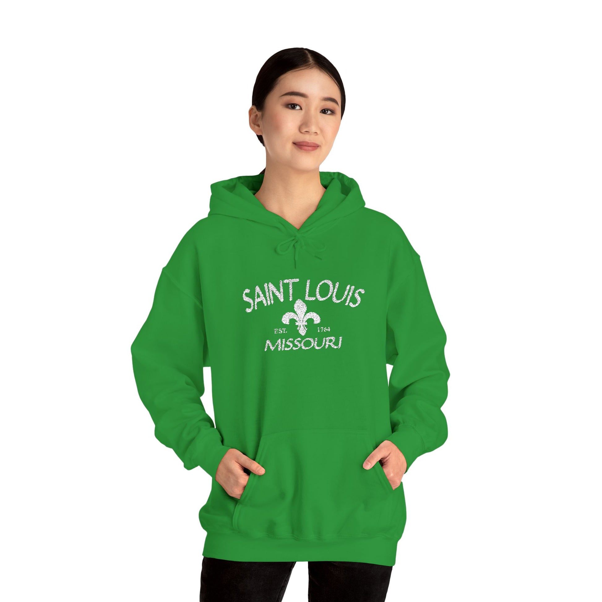 Saint Louis Missouri Embroidered Hoodie — White Lettering Printify