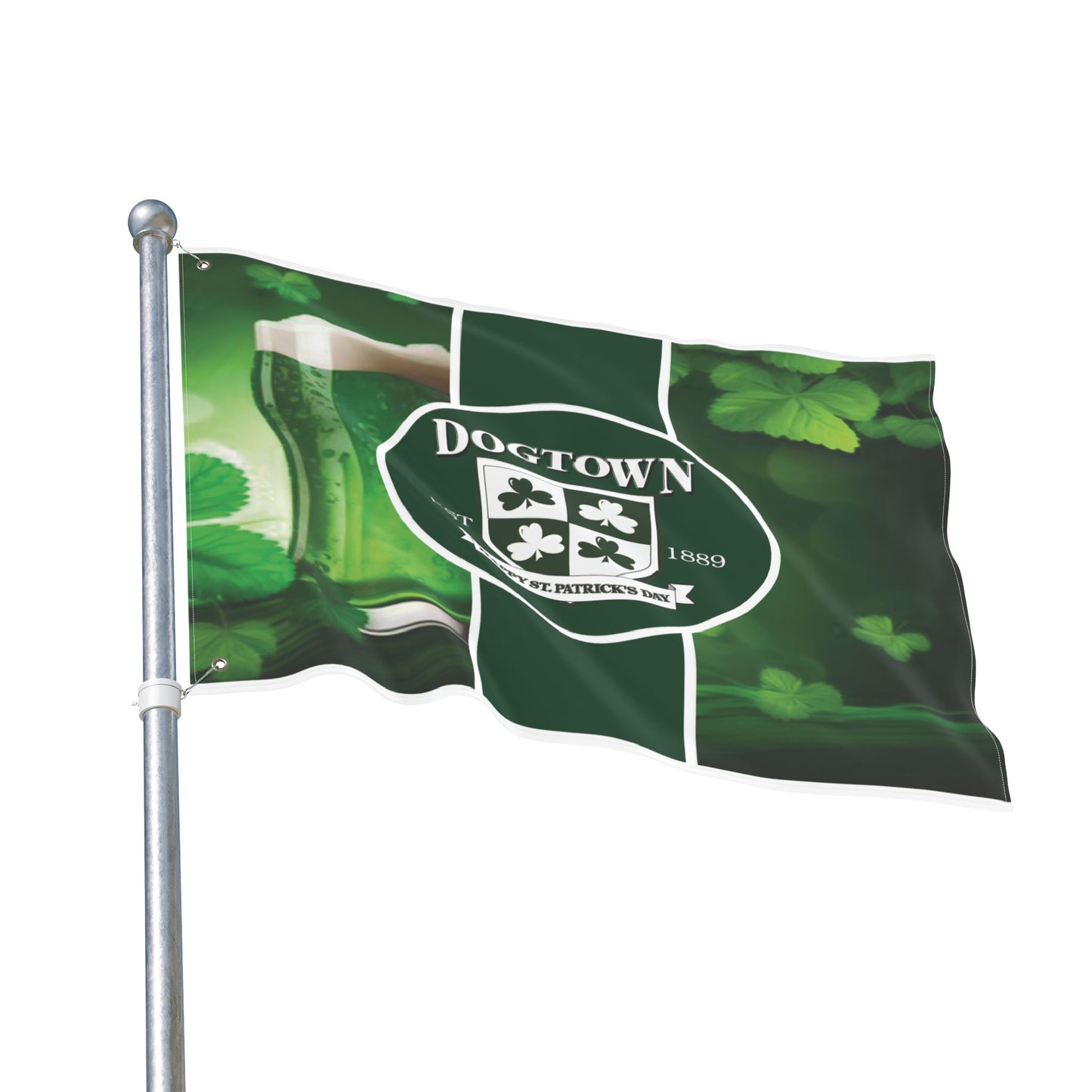 Double Sided Flag- Dogtown Neighborhood St Patrick's Day Printify