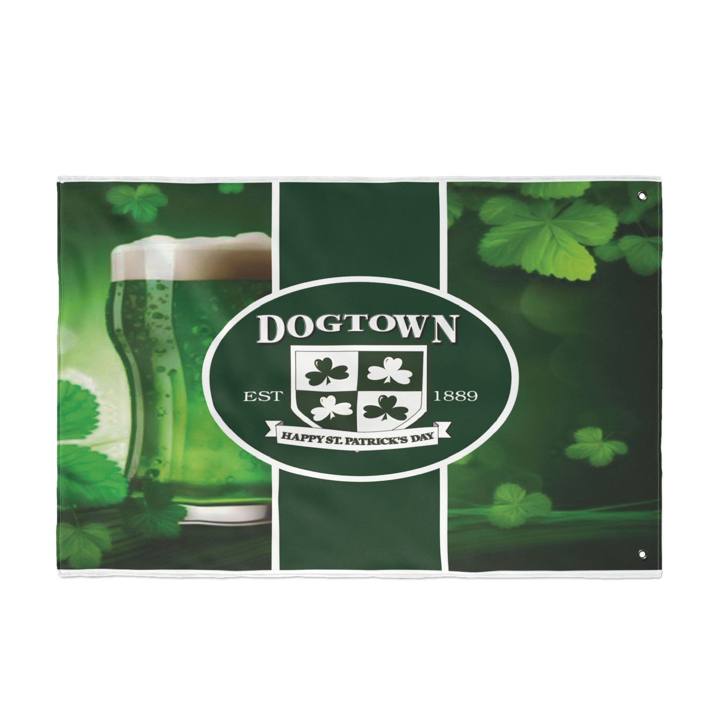Double Sided Flag- Dogtown Neighborhood St Patrick's Day Printify